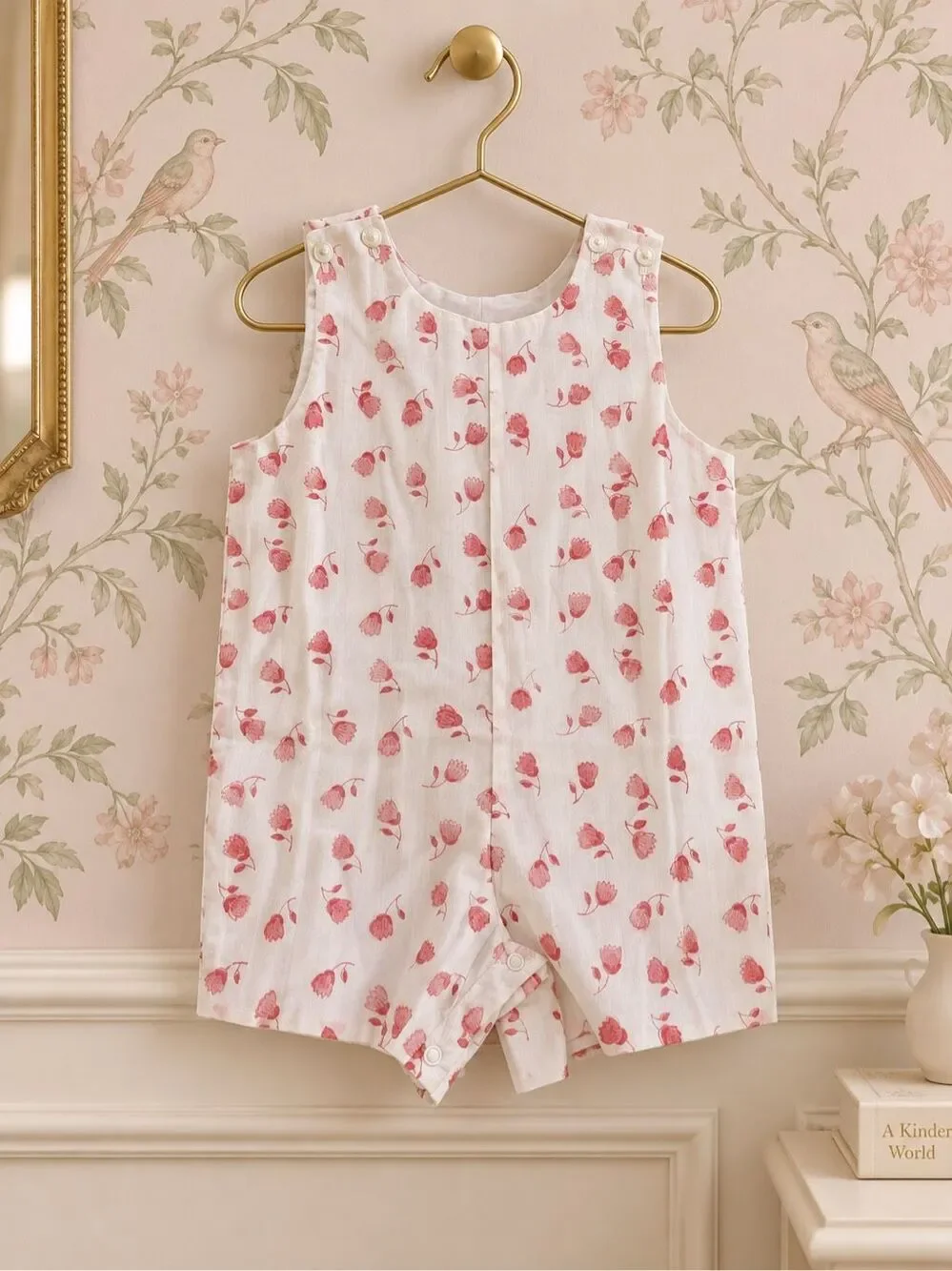 NWT India Amory Toddler Pink Floral Short Romper, Sz 24mon, $105 C9